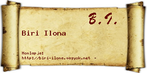 Biri Ilona névjegykártya